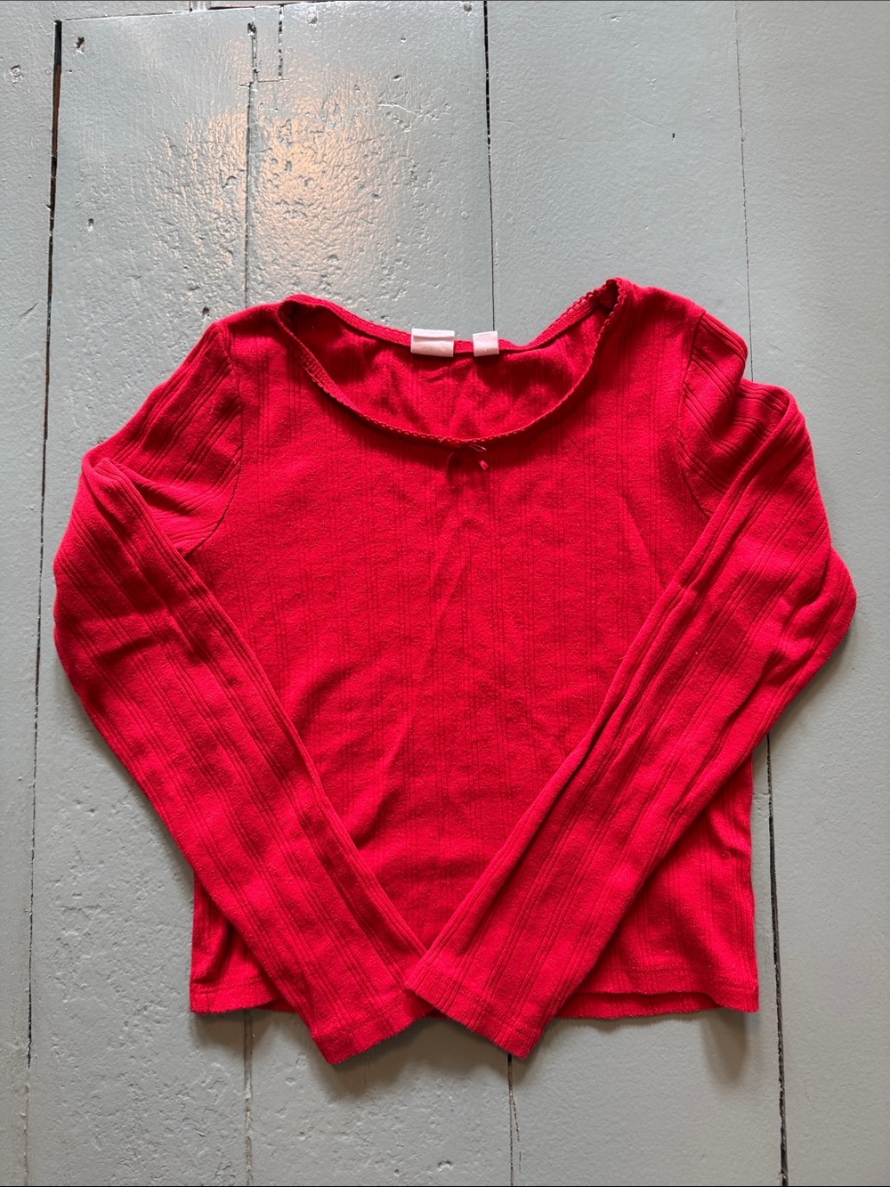 Gap girls Red Ribbed Long-Sleeve Scoop Neck Top size 10